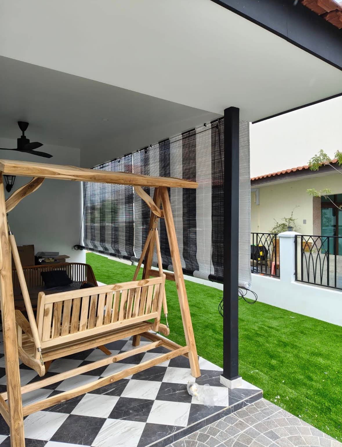 Natural bamboo blind in Singapore living space