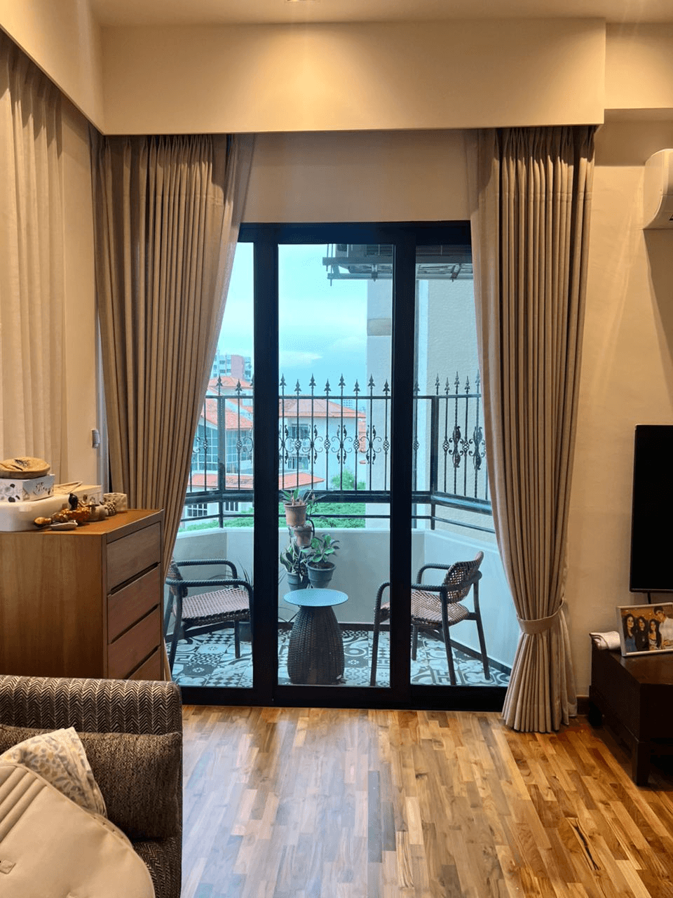 Day memory fold curtains in a Bayshore condo