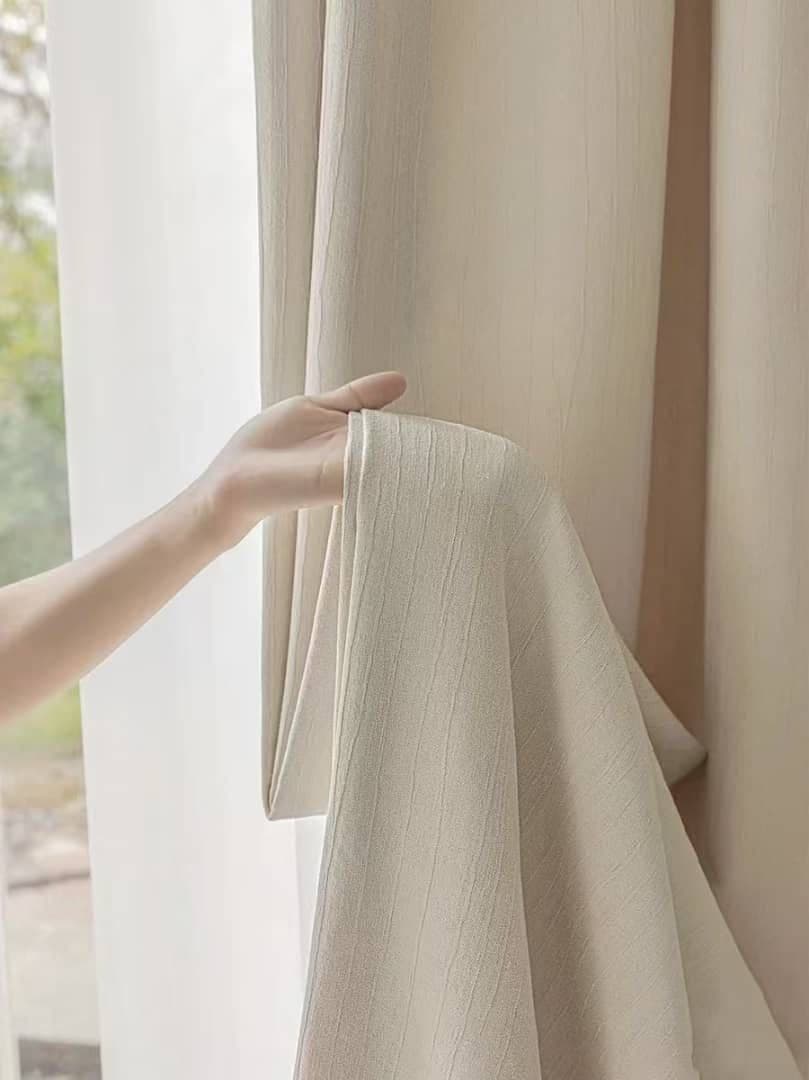 Hand touching premium curtain fabric