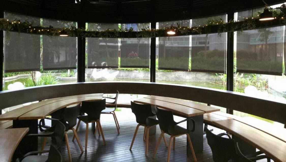 Outdoor roller blind on patio Singapore