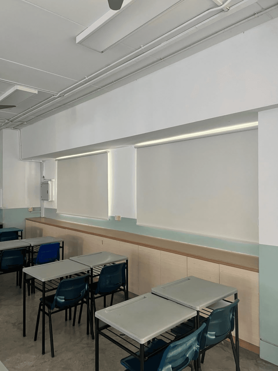 Roller blinds in an Upper Bukit Timah Road school