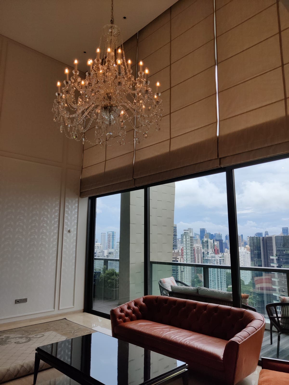 Roman blind in elegant Singapore room